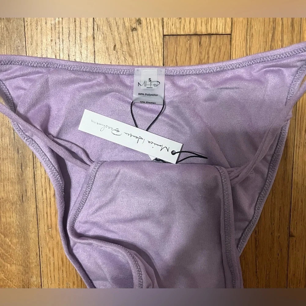 MONICA HANSEN BEACHWEAR Revolve Bardot One Piece in purple suede - Picture 6 of 7
